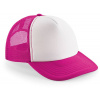 Beechfield | B645, 5 panelová šiltovka Vintage Trucker, červená Fuchsia - biela