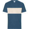 James & Nicholson Tričko JN Colour-Block 8049, bio bavlna, krátký rukáv, unisex COT028049amt01-dusty blue/ S Modrá dusty/písková