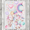 DTF nažehľovačka DTF transfer/Nažehľovačka Pasteloví jednorožci Nálepka - výška: A5