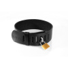 Whips Primal Bond Collar With Padlock Small Black, kožený obojok so zámkom pre obvod 31–40 cm