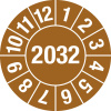 Kontrolná nálepka 2032, hnedá, fólia samolepiaca, 30 mm, BJ = 5 x 15 ks