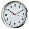60.3529.02 TFA Rádiom-riadené analógové nástenné hodiny s rámom z nehrdzavejúcej ocele