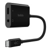 Belkin USB-C adaptér/rozdvojka 1x USB-C M/ 1x USB-C F napájení 60W + 1x 3,5mm jack, černá NPA004btBK