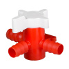 Trojcestný uzatvárací ventil z PP/PE, červeno-biely, pre hadice s Ø 11-13 mm (BJ = 5 ks)