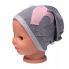 Detská čiapka bavlna, Srdiečka s kamienkami, Baby Nellys, sivá 92-98 (18-36m)