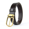Luxusný kožený opasok CLASSIC BRASS, šírka 3.3cm, Výroba na Slovensku - Tmavo hnedá