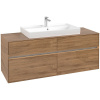 VILLEROY & BOCH Collaro závesná skrinka pod umývadlo na dosku (umývadlo v strede), 4 zásuvky, s LED osvetlením, 1400 x 500 x 548 mm, Oak Kansas, C088B0RH