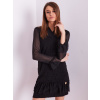 Čierne dámske šaty so vzorom a volánikmi EM-SK-5001.99-black ONE SIZE