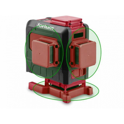 FORTUM Vodováha laserová krížová samonivelačná, 3D (3x360°), zelený lúč, Li-ion akumulátor, USB nabíjanie 4780216