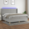 vidaXL Posteľ boxsping s matracom a LED bledosivá 200x200 cm látka - Sivá - 68738-23544