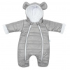 Zimná dojčenská kombinéza s kapucňou s uškami New Baby Pumi grey - 68 , Sivá