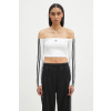 Tričko s dlhým rukávom adidas Originals Off Shoulder dámske, biela farba, španielsky výstrih, JD0275
