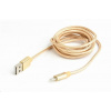 GEMBIRD Kabel USB 2.0 Lightning (IP5 a vyšší) nabíjecí a synchronizační kabel, opletený, 1,8m, zlatý, blister CCB-mUSB2B-AMLM-6-G