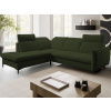 Rohová sedacia súprava Glow, fľaškovo zelená látka, ľavý roh
