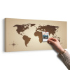 Obraz na korku mapa sveta v odtieňoch hnedej