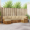 Rohová sofa sada 7 pcs Přirozená a Béžová Masivní akátové dřevo 3375188