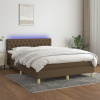 Box spring postel s matrací a LED tmavě hnědá 140x200 cm textil Hnědá 3133960