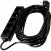 Prodlužovací kabel 10m s uzemněním, 5 zásuvek - černý 3*1,5 mm2 16A 3680W