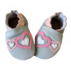 Hopi Hop Capáčky kožené Barefoot Srdíčka na šedé Vel. S