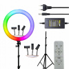 RGB LED PRSTENCOVÁ LAMPA S KRÚŽKOM, STATÍV A DRŽIAKY NA TELEFÓN