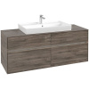 VILLEROY & BOCH Collaro závesná skrinka pod umývadlo na dosku (umývadlo v strede), 4 zásuvky, s LED osvetlením, 1400 x 500 x 548 mm, Stone Oak, C088B0RK