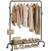 Odolný kovový vešiak na oblečenie s policou a kolieskami