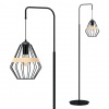 EUlight Stojacia lampa Cliff, 1x drevené/čierne drôtené tienidlo, b