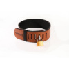 Whips Primal Bond Collar With Padlock Small Brown, kožený obojok so zámkom pre obvod 31–40 cm