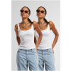 Ladies Wide Neck Rib Top 2-Pack - white+white L