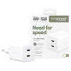 Cestovný adaptér Grand Prix 2x USB-C, GaN, 45 W PD, Striebornobiela, empower