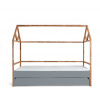 Posteľ, 90x200, sivá, dub, BELL AMY LOTTA BED HOUSE