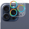 AppleKing tvrdené sklo s kovovými rámčekmi na ochranu šošoviek fotoaparátu na iPhone 15 Pro / 15 Pro Max - dúhové - možnosť vrátiť tovar ZADARMO do 30tich dní