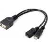 PremiumCord USB redukce kabel USB A/female+Micro USB/female - Micro USB/male OTG kur-18