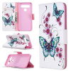 Peňaženkové kožené puzdro na LG K61 - Peach Blossom and Butterfly