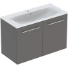 GEBERIT Selnova Square závesná skrinka s umývadlom s úzkym okrajom (s otvorom/s prepadom), 2 dvierka, 1000 x 480 x 652 mm, láva/matne lakovaná, 501.261.00.1