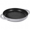 STAUB 22 cm - okrúhla liatinová grilovacia panvica s dvomi rukoväťami na indukciu, grafitová