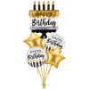 Balónová kytica Narodeninová torta zlato-čierna 5ks