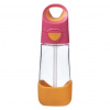 b.box Fľaša na pitie so slamkou 450 ml - ružová/oranžová
