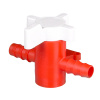 Dvojcestný uzatvárací ventil z PP/PE, červeno-biely, pre hadice s Ø 9-11 mm (BJ = 5 ks)