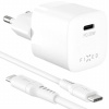 FIXED Mini GaN sada adaptéra s portom USB-C a kábla USB-C na USB-C - 30W - 1,2 m - biela FIXCG30M-CC-WH - možnosť vrátiť tovar ZADARMO do 30tich dní