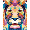 Maľovanie podľa čísel – Farebný lev s upreným pohľadom, 40 × 50 cm, bez rámu a bez napnutého plátna 8596530059363