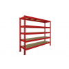 Nekonečný priemyselný regál Trestles RNC 2200x1800x600, nosnosť 4000 kg, 5 políc Farba: červená