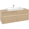 VILLEROY & BOCH Collaro závesná skrinka pod umývadlo na dosku (umývadlo v strede), 4 zásuvky, s LED osvetlením, 1400 x 500 x 548 mm, Nordic Oak, C088B0VJ