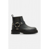 Kožené členkové topánky AllSaints Maddie Biker Boot dámske, čierna farba, na plochom podpätku, W054FB EUR 39