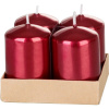 Sviečka MagicHome Vianoce, 4x6 cm, valcová, bal. 4 ks, červená, metalický efekt, adventná