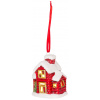Dekorácia MagicHome Vianoce, Domček, LED, terakota, závesný, 5,5x5x7,2 cm