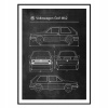 Volkswagen Golf Mk2 Retro Patentový schematický plagát (Volkswagen Golf Mk2 Retro Patentový schematický plagát)