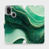 Flipové pouzdro Mobiwear - Samsung Galaxy M21 - VP38S Zelený mramor (Knížkové flip pouzdro, obal, kryt na mobil Samsung Galaxy M21 - VP38S Zelený mramor, materiál Umělá kůže + TPU - ochrana 360°, stoj