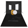Štúdiový set s lampami typu softbox, pozadím a blendami