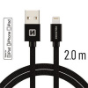 SWISSTEN DATA CABLE USB / LIGHTNING MFi TEXTILE 2,0M BLACK 71524301